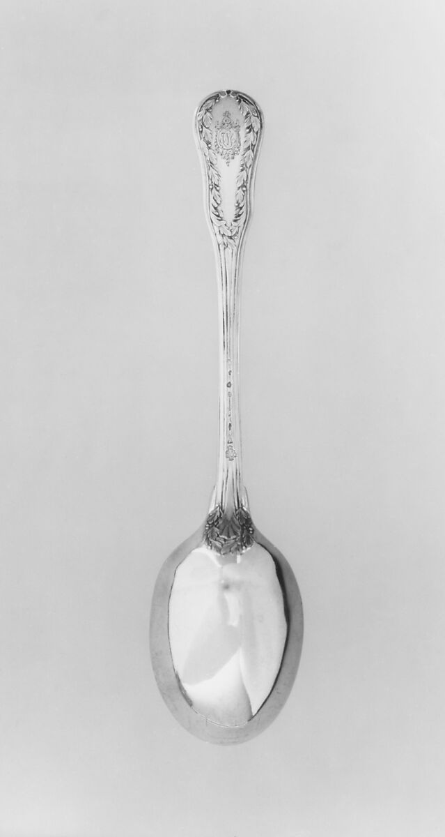 Serving spoon, Jean-Etienne Langlois (master 1770, active 1793), Silver gilt, French, Paris