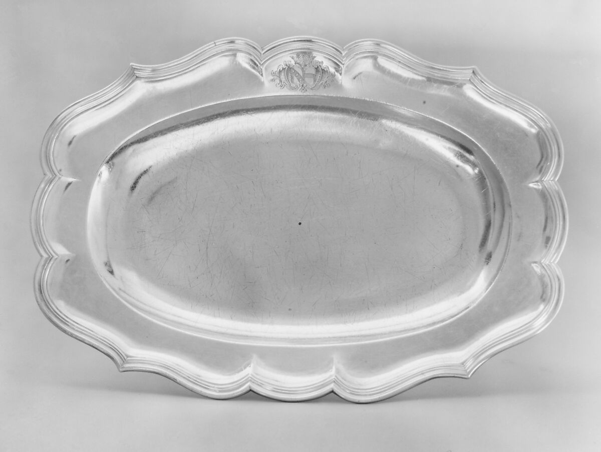 Oval dish, I.L., Silver, French, possibly Avignon 