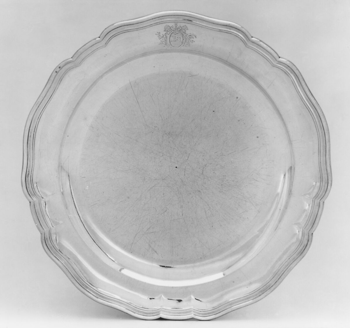 Plate (one of a set of two of graduated size), Edme-Pierre Balzac (1705–ca. 1786, master 1739, recorded 1781), Silver, French, Paris 
