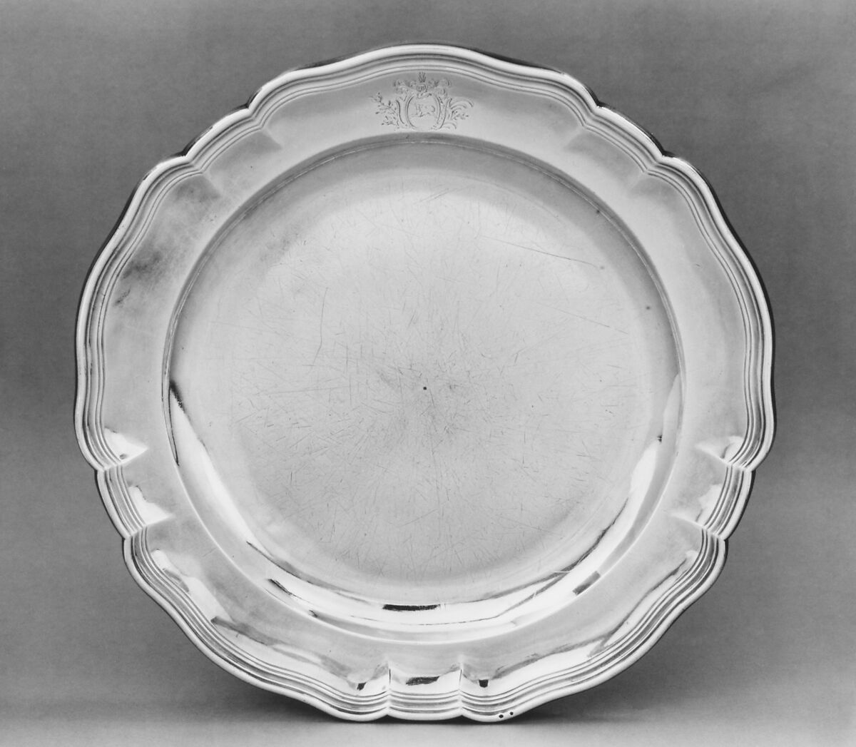 Plate (one of a set of two of graduated size), Edme-Pierre Balzac (1705–ca. 1786, master 1739, recorded 1781), Silver, French, Paris