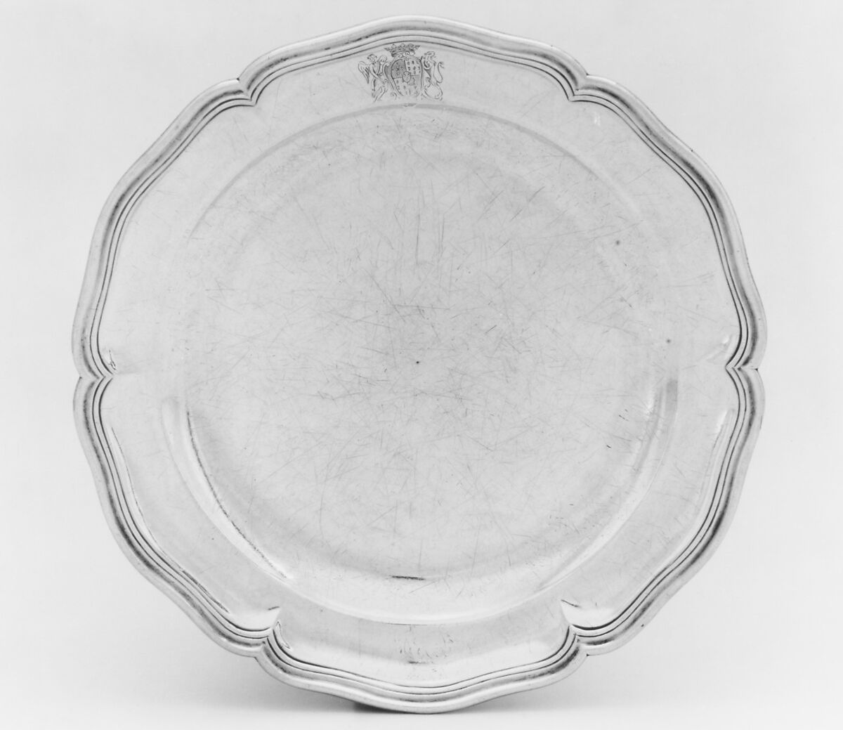 Plate with the arms of marquis Gaspard de Gueidan (1688–1767), Honoré Burel (master 1748), Silver, French, Aix-en-Provence