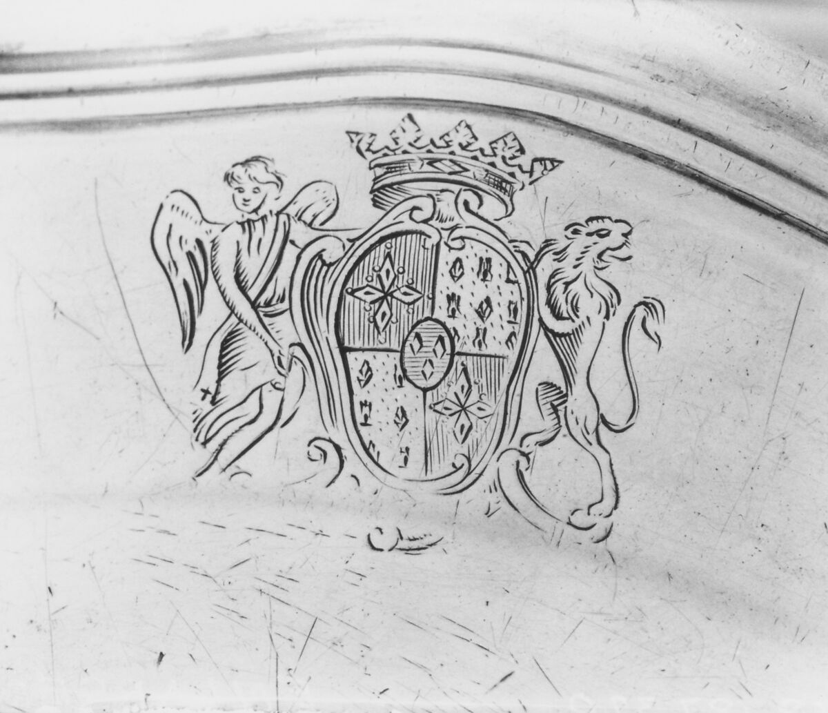 Plate with the arms of marquis Gaspard de Gueidan (1688–1767), Honoré Burel (master 1748), Silver, French, Aix-en-Provence