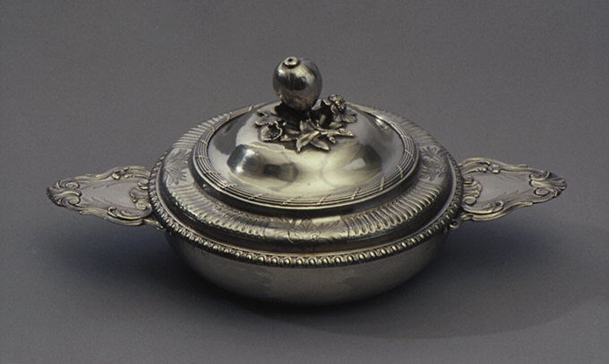 Bowl with cover (Écuelle), Simon Bourguet (ca.1705–1773, master 1740), Silver, French, Paris 