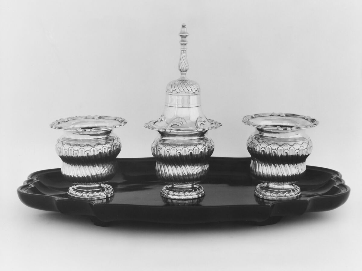 Standish and bell, Antoine Bailly (master through service at Hôpital de la Trinité 1748, master Paris 1756, died 1765), Silver; ebony, French, Paris 