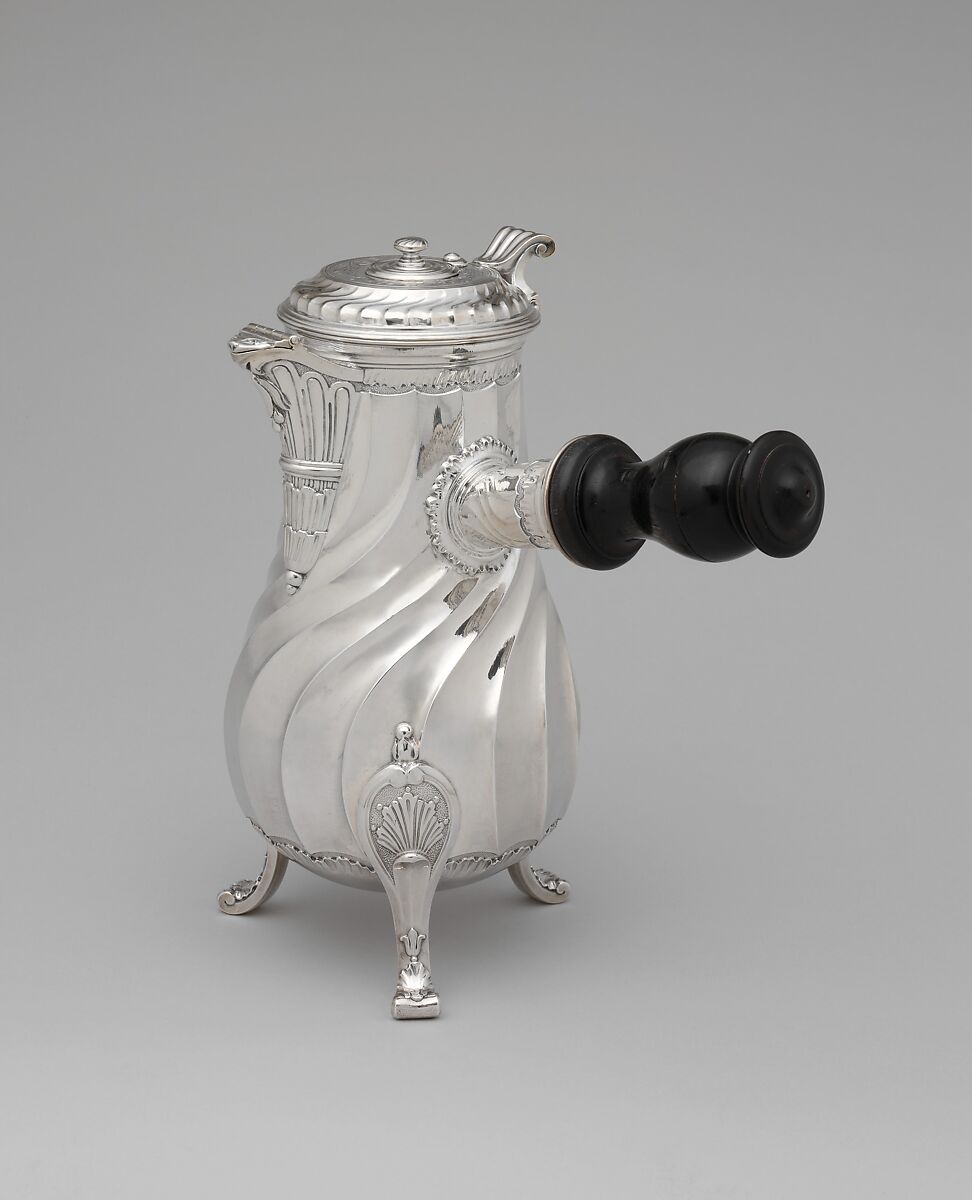 Chocolate pot, François Thomas Germain (French, Paris 1726–1791 Paris, master 1748), Silver; ebony, French, Paris 