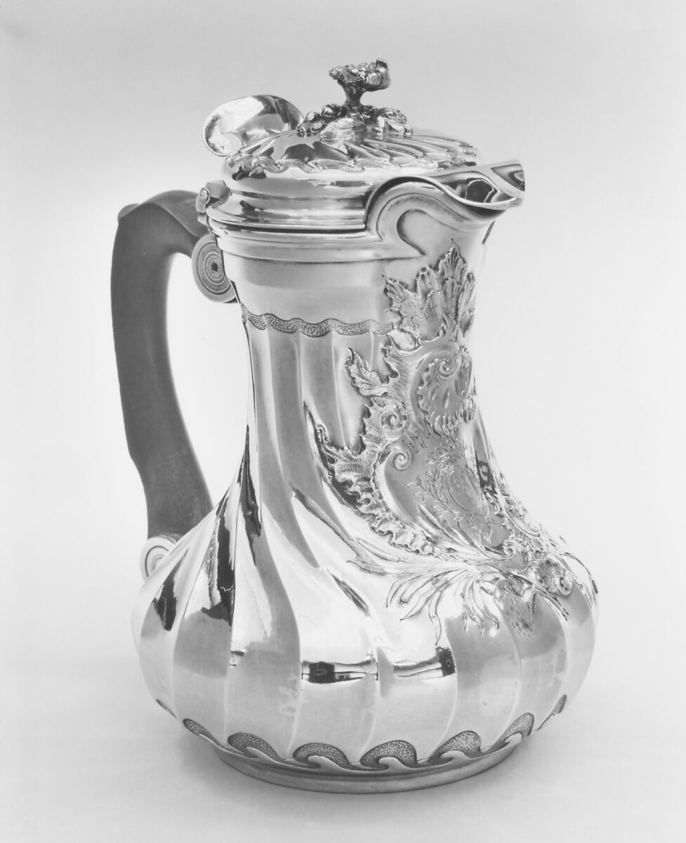 Coffeepot, Guillaume Ledoux (master 1705, died 1751), Silver; ebony, French, Paris 