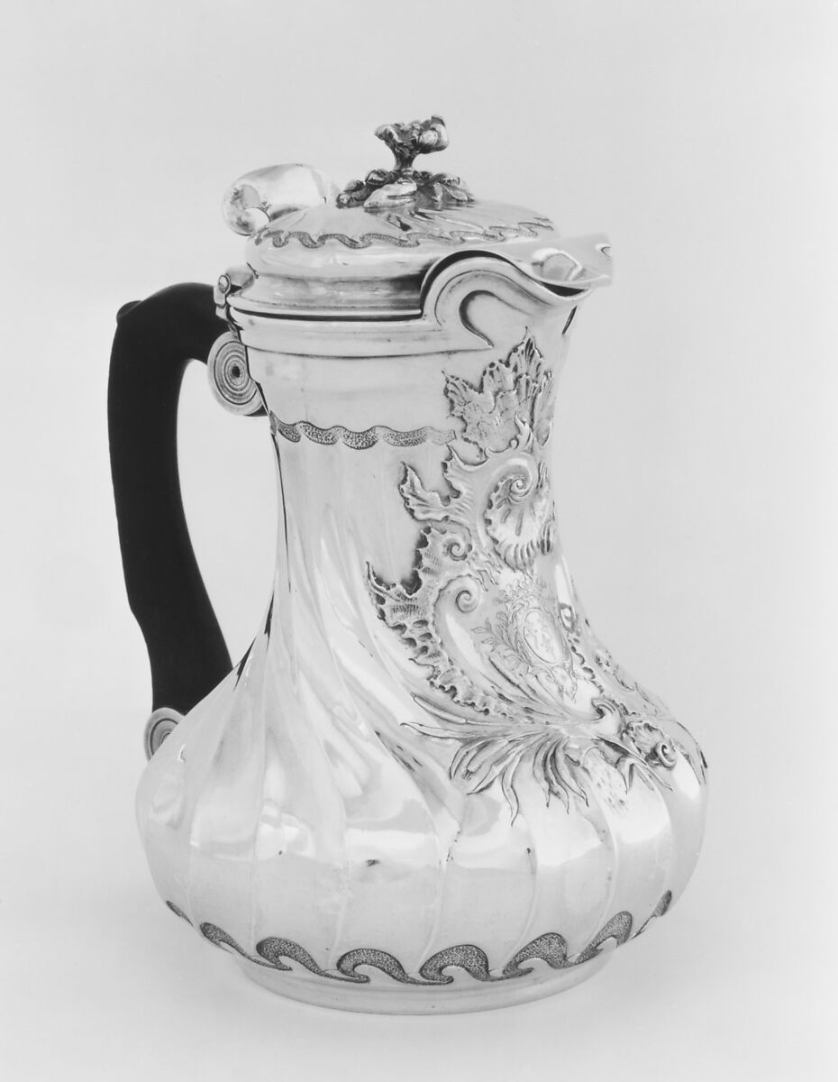 Coffeepot, Guillaume Ledoux (master 1705, died 1751), Silver; ebony, French, Paris