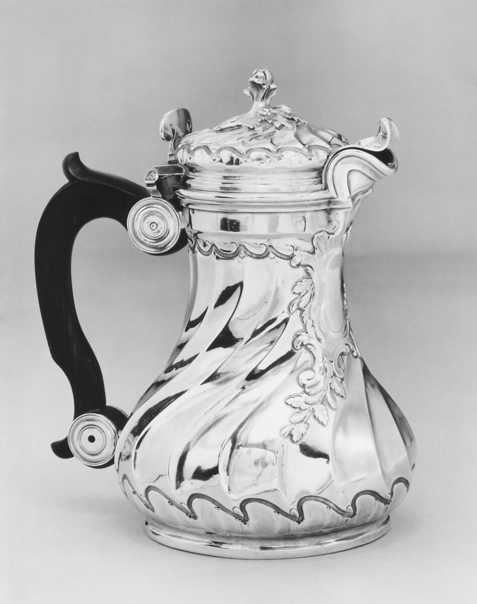 Coffeepot, Charles Donze (master 1756, died 1777), Silver; ebony, French, Paris 