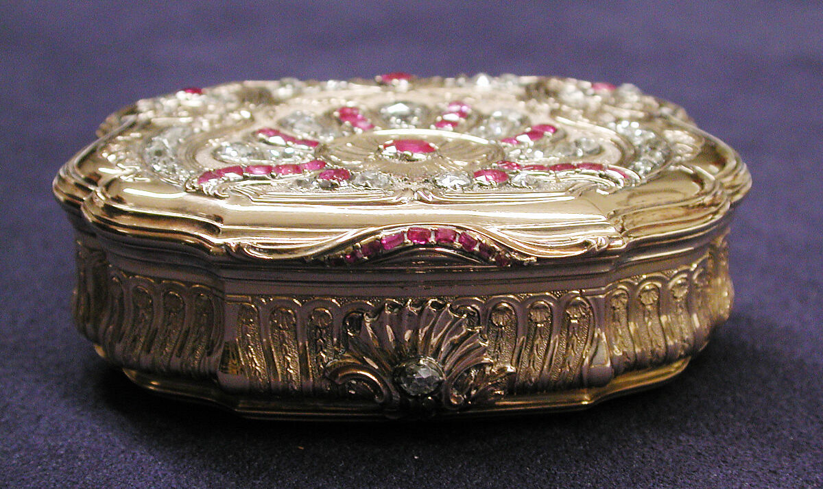 Snuffbox, Daniel Govaers (or Gouers) (French, master 1717, active 1736), Gold, rubies, diamonds, French, Paris