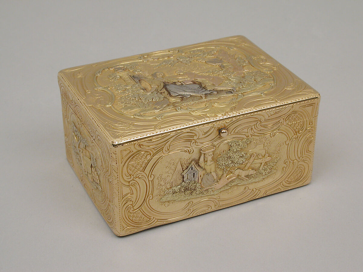Snuffbox, Possibly Les Frères Toussaint (French, active Hanau, registered 1752), Gold, German, Hanau