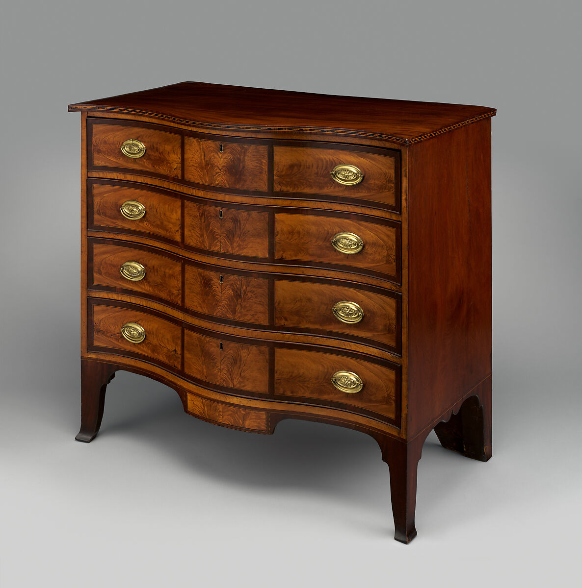 Chest of drawers, Mahogany, mahogany and birch veneers with yellow poplar, white pine, American