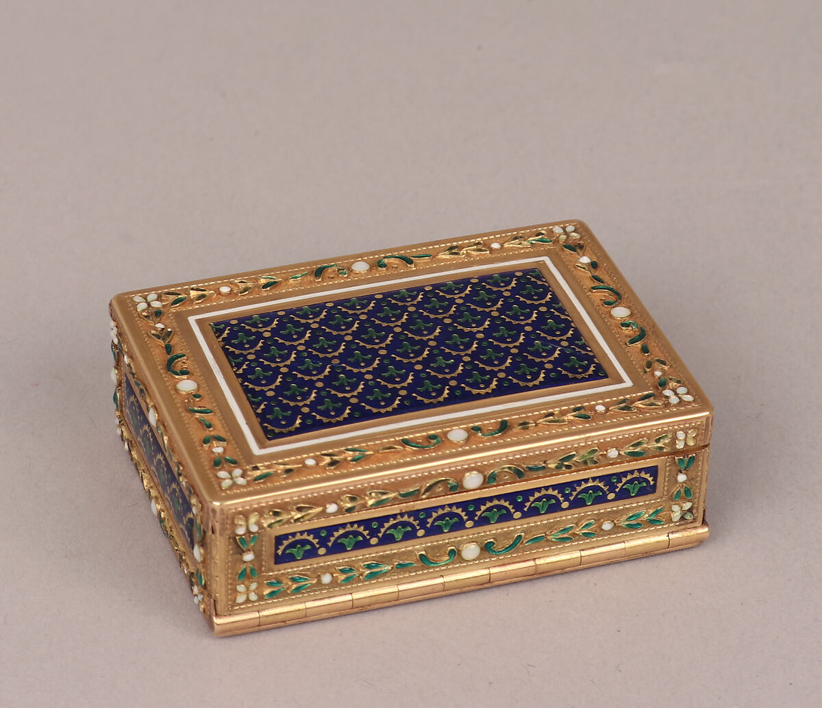 Patch box, Gold, enamel; hair, French, Paris 