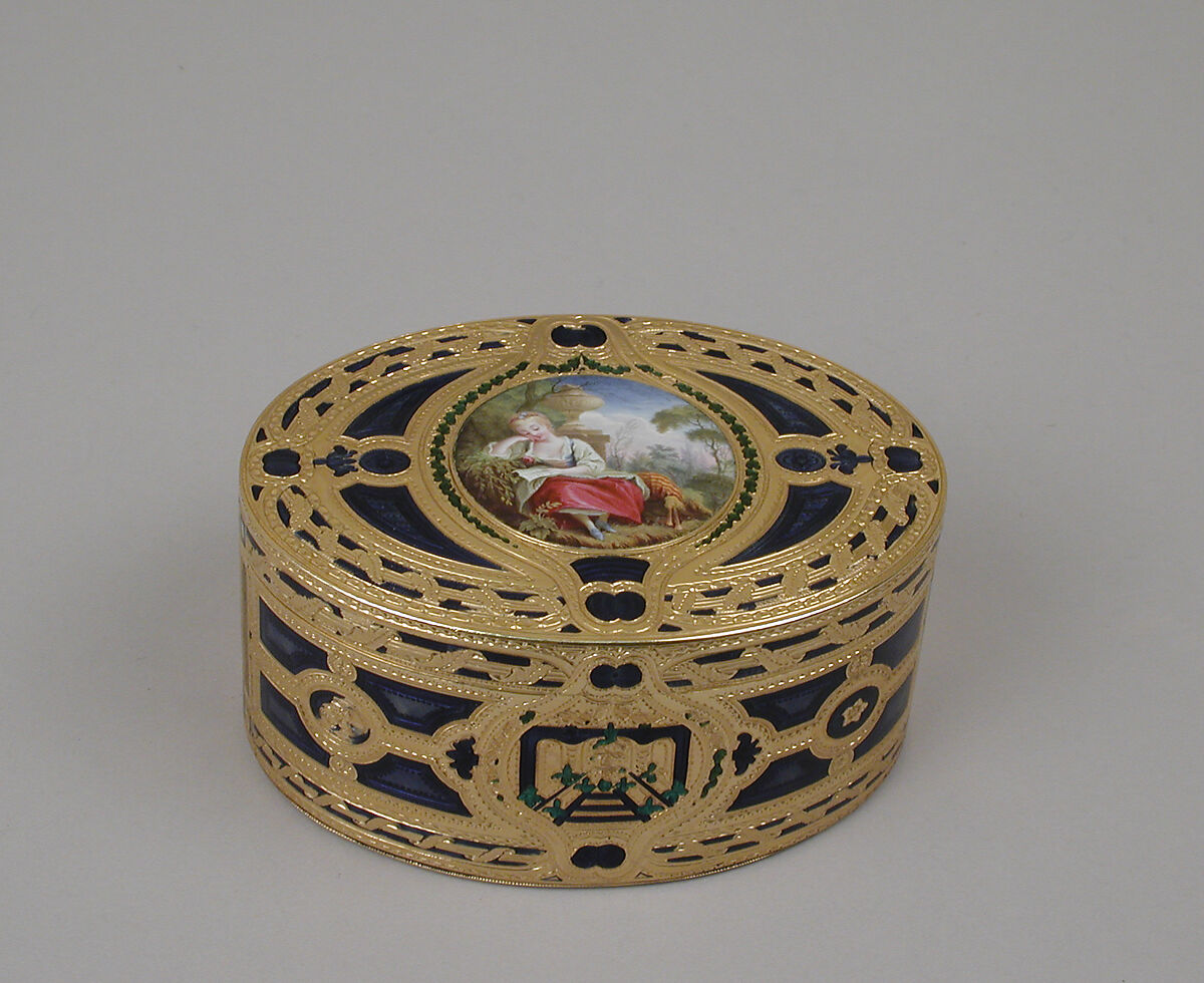 Snuffbox, Claude Perron (master 1750, died in or before 1777), Gold, enamel, French, Paris 