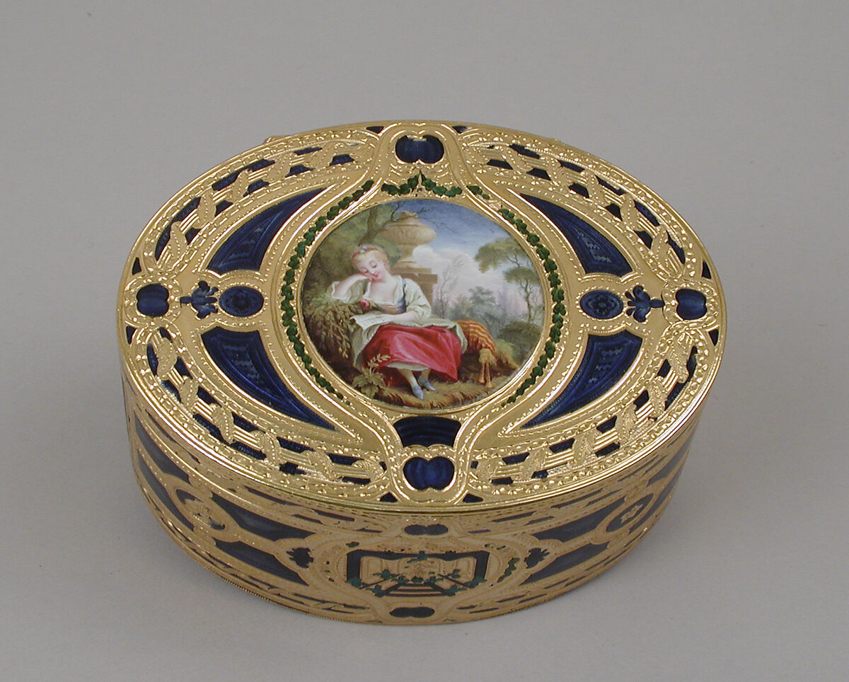 Snuffbox, Claude Perron (master 1750, died in or before 1777), Gold, enamel, French, Paris