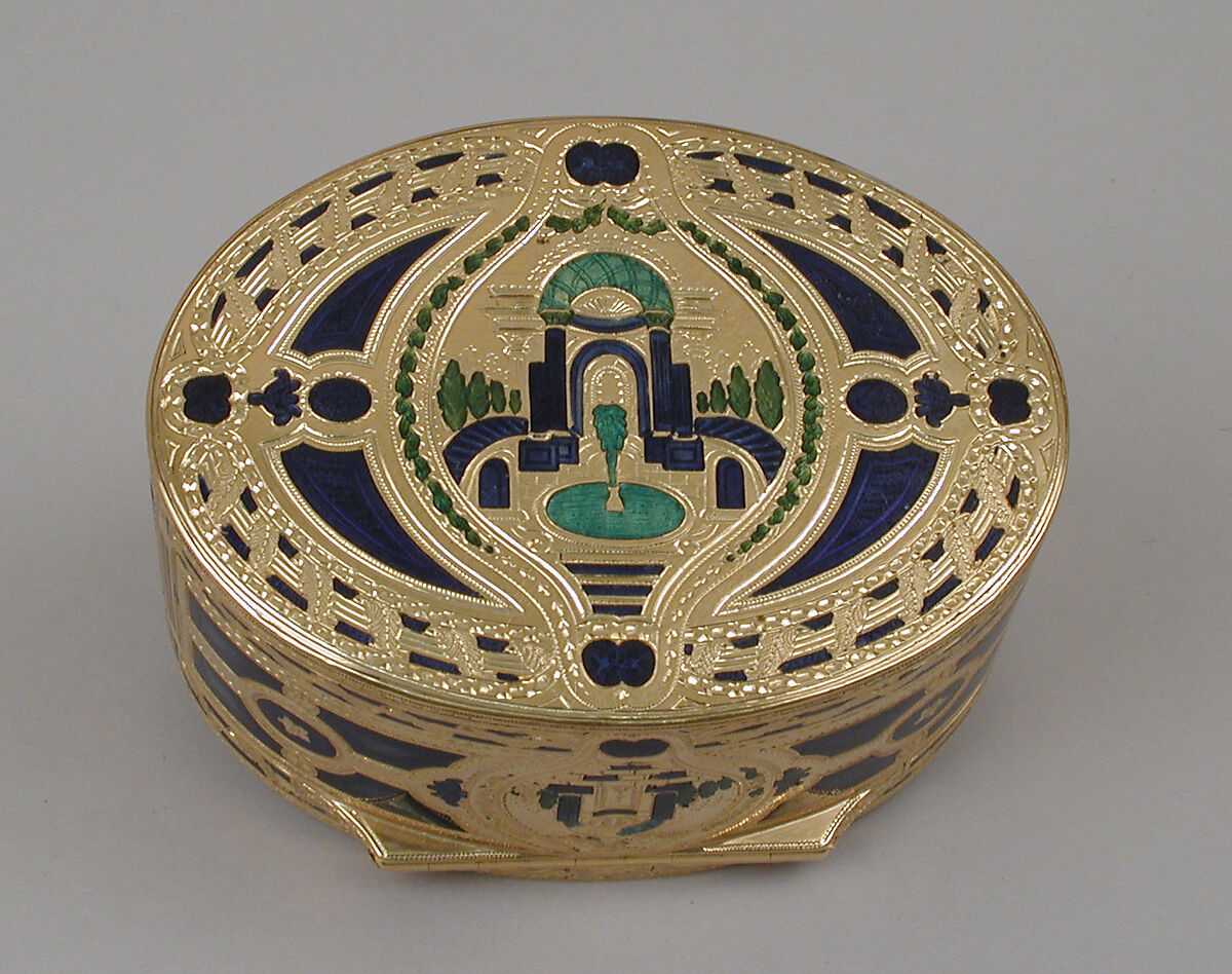 Snuffbox, Claude Perron (master 1750, died in or before 1777), Gold, enamel, French, Paris