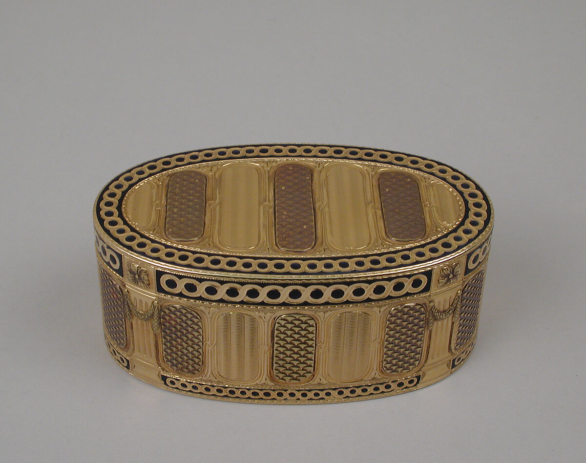 Snuffbox, Philippe-Emanuel Garbe (apprenticed 1737, master 1748, active 1793), Gold, enamel, French, Paris 