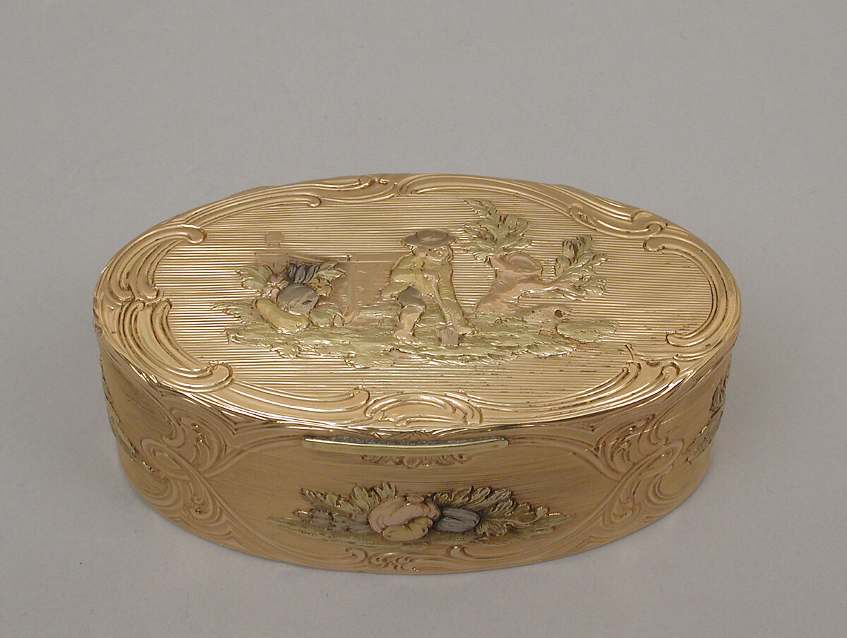 Snuffbox, Possibly Les Frères Toussaint (French, active Hanau, registered 1752), Gold, German, Hanau 