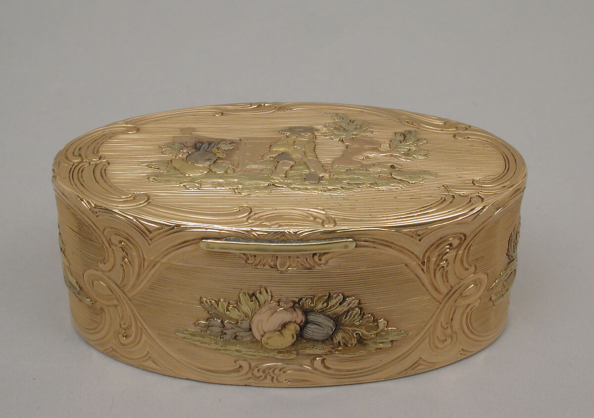 Snuffbox, Possibly Les Frères Toussaint (French, active Hanau, registered 1752), Gold, German, Hanau