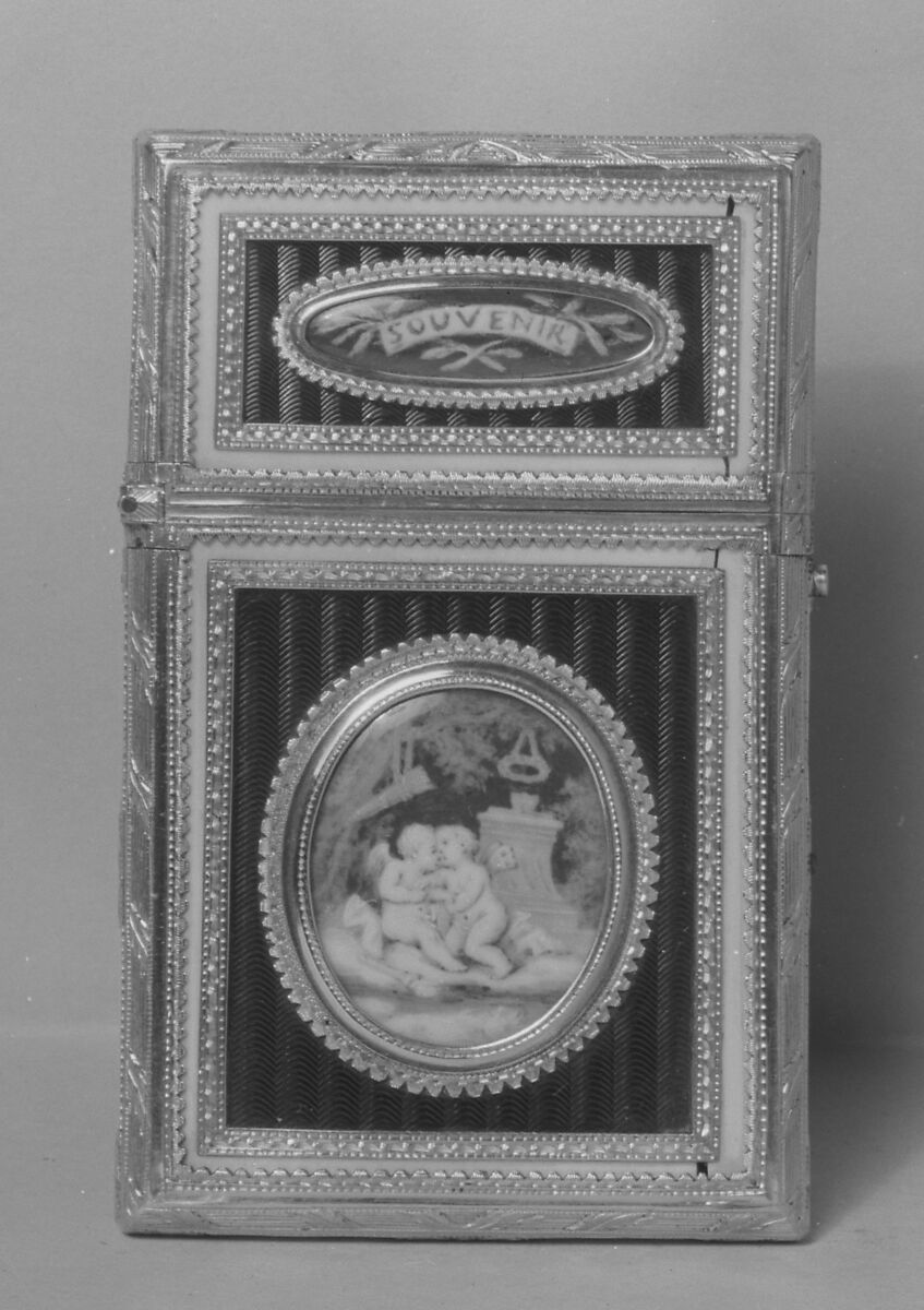 Souvenir, Possibly by Louis Cousin (apprenticed 1751, master 1766, active 1781), Gold, ivory, glass, metal foil; ivory, French, Paris 