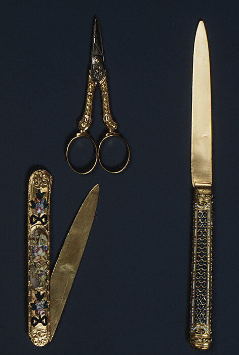 Folding knife, Gold, enamel, French, Paris 