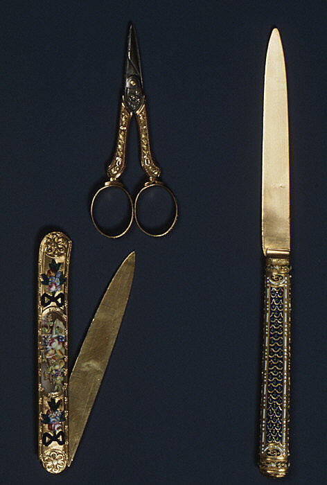 Knife, Gold, enamel, French, Paris