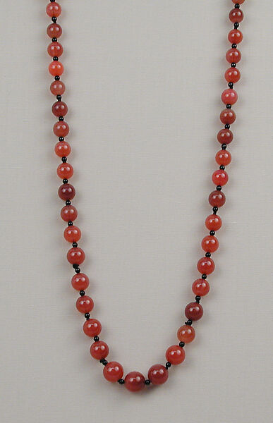 Necklace, Pink chalcedony, black onyx, European 