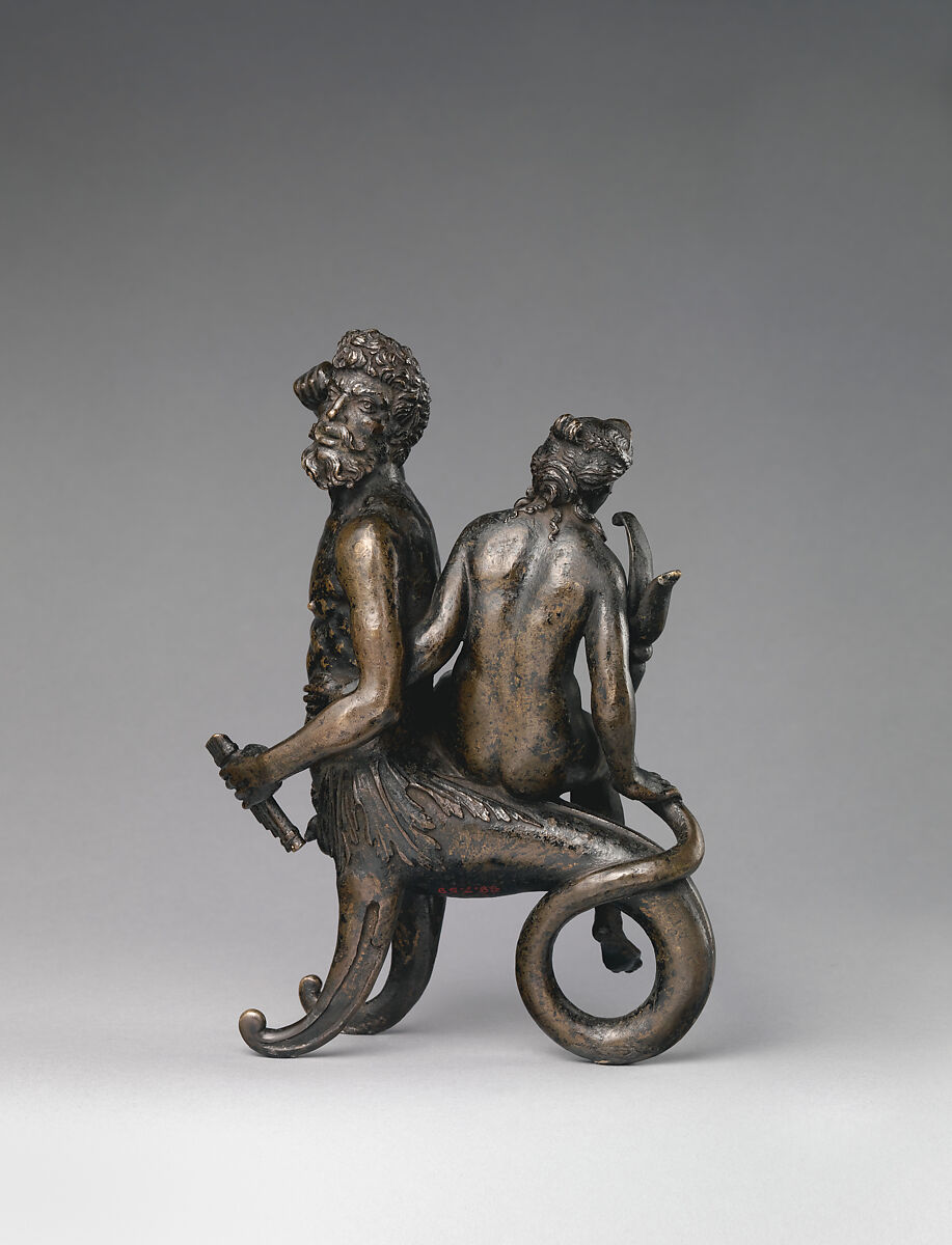 Triton and Nereid, Possibly workshop of Andrea Briosco, called Riccio (Italian, Trent 1470–1532 Padua), Bronze, Italian, Padua 