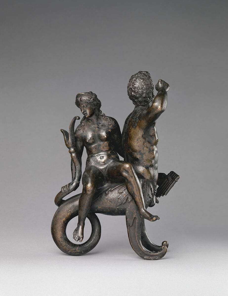 Triton and Nereid, Possibly workshop of Andrea Briosco, called Riccio (Italian, Trent 1470–1532 Padua), Bronze, Italian, Padua