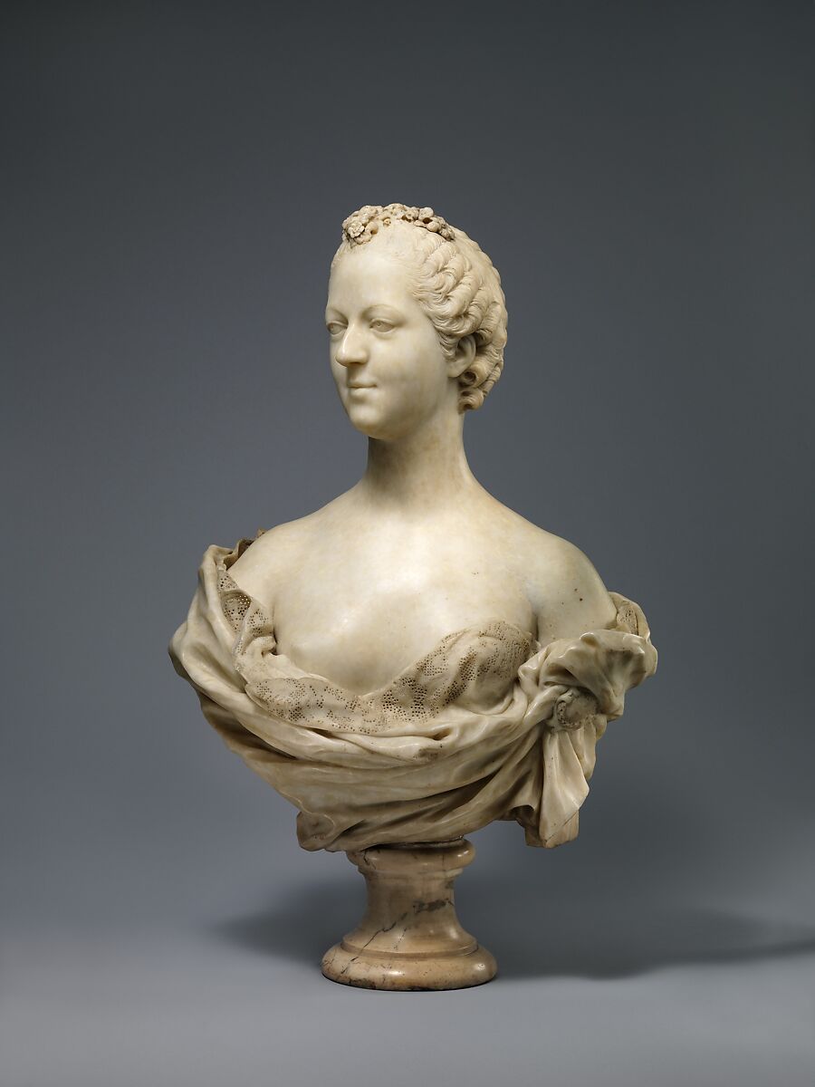 Madame de Pompadour (1721–1764), Jean-Baptiste Pigalle (French, 1714–1785), White marble (Sost, the French Pyrenees), French, Paris