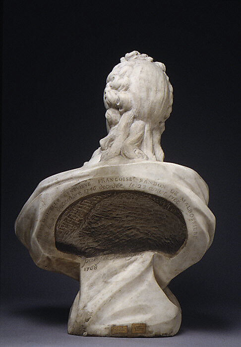 Geneviève-Françoise Randon de Malboissière (1740–1766), Jean-Baptiste Lemoyne the Younger (French, Paris 1704–1778 Paris), Bust: white marble; plinth: brèche violette marble, French