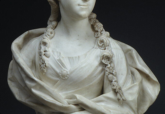 Geneviève-Françoise Randon de Malboissière (1740–1766), Jean-Baptiste Lemoyne the Younger (French, Paris 1704–1778 Paris), Bust: white marble; plinth: brèche violette marble, French