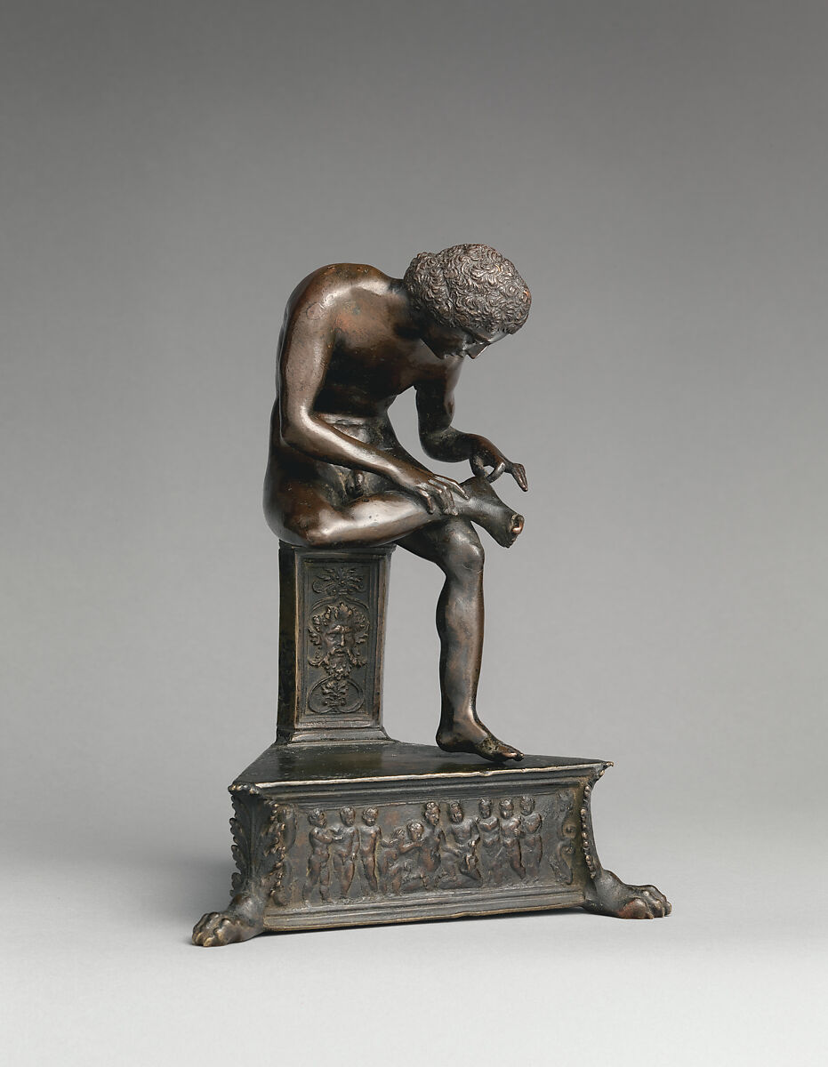 Spinario (boy pulling a thorn from his foot), Bronze, Italian, Padua or Ravenna 