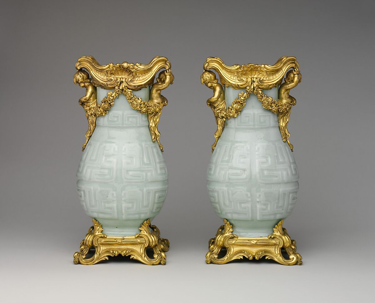 Pair of vases, Hard-paste porcelain; gilt-bronze mounts, Chinese with French mounts 