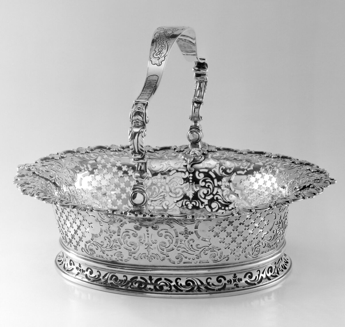 Fruit basket, David Willaume II (British, 1693–1761), Silver gilt, British, London 