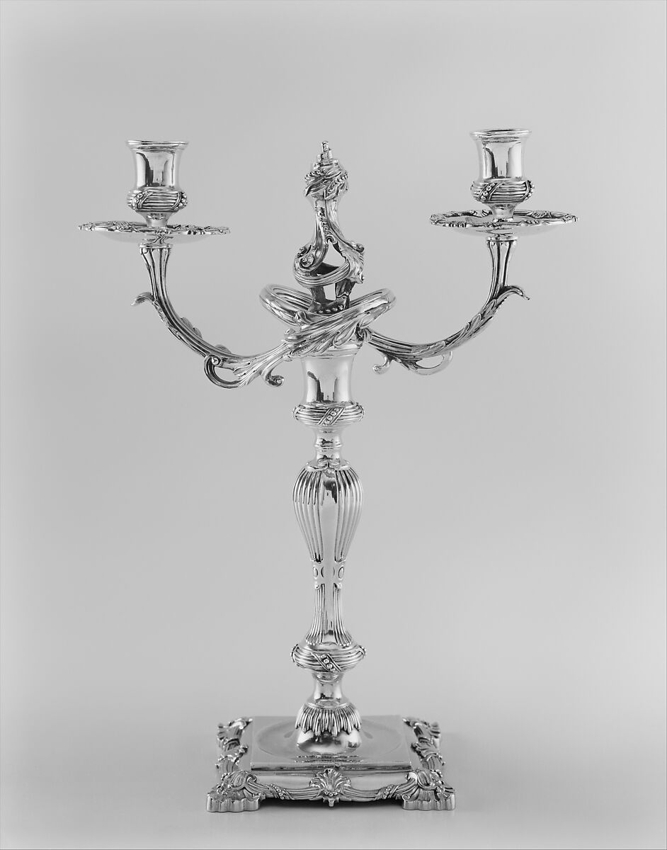 Pair of candelabra, John Carter II (active 1768–1777), Silver gilt, British, London 