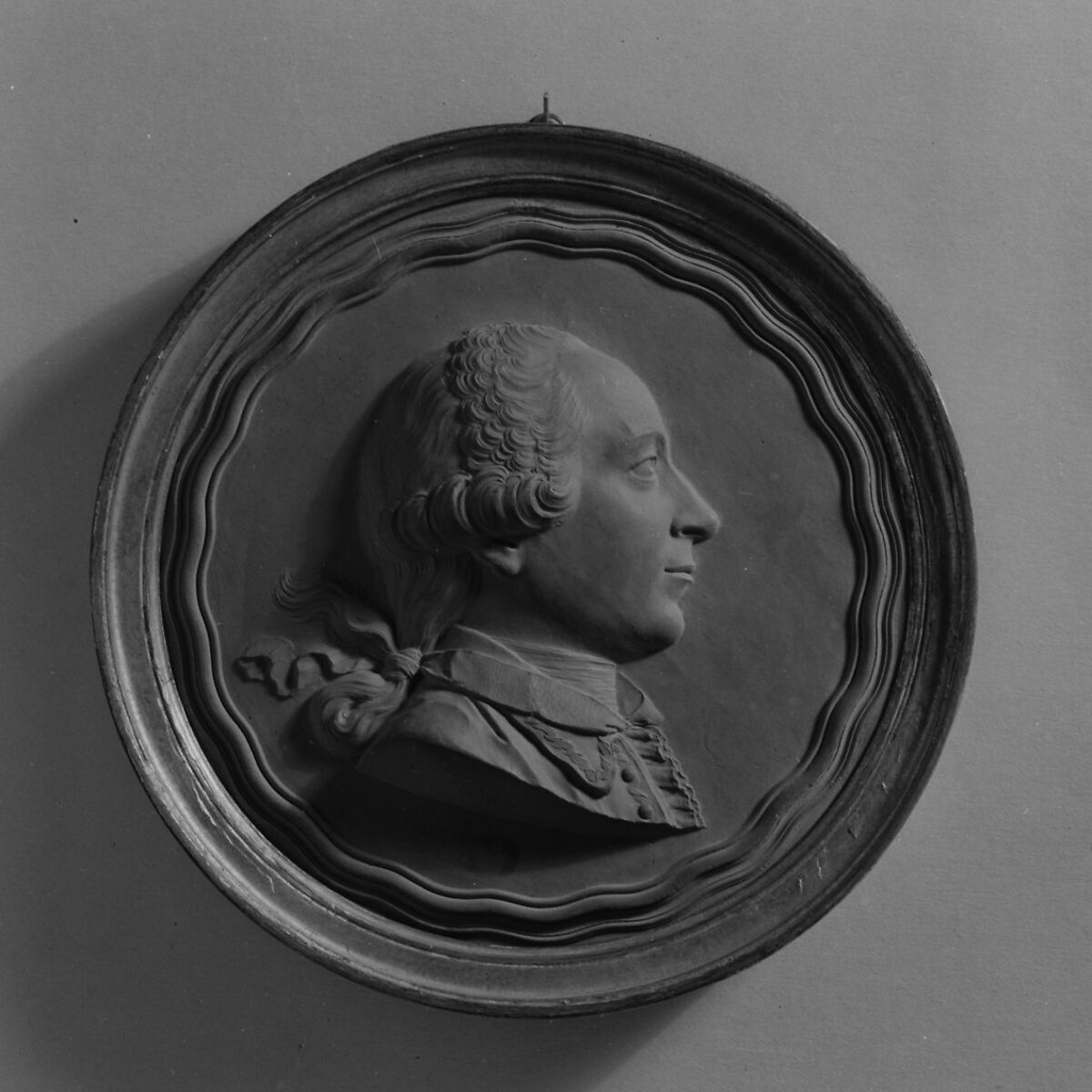 Portrait of a man, possibly the Marquis de Riancey, Jean-Baptiste Nini (Italian, Urbino 1717–1786 Chaumont-sur-Loire), Medallion: cast terracotta (terre de Chaumont); frame: gilt wood, French, Chaumont-sur-Loire 