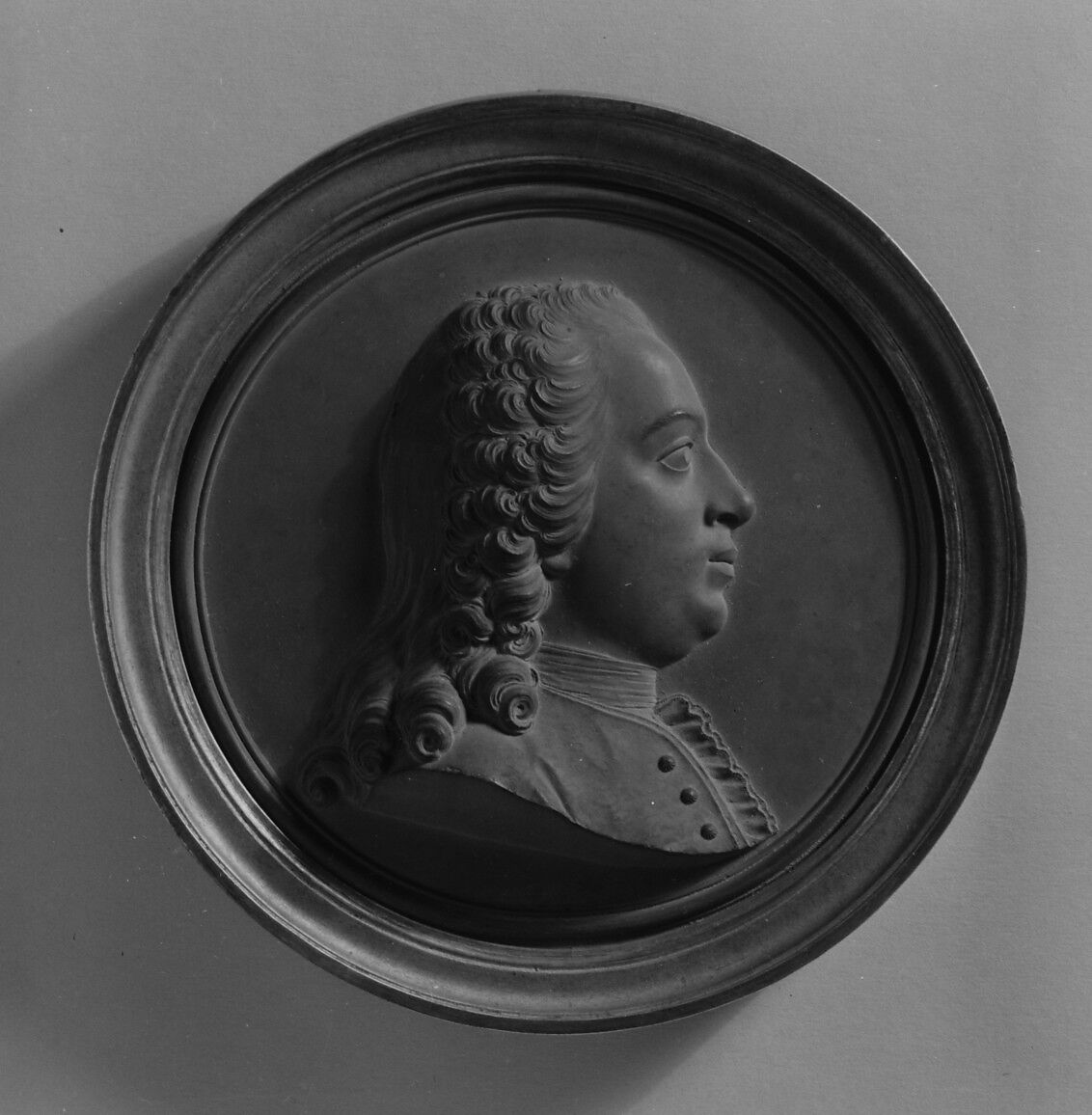 Portrait of a man, possibly Dr. Dornier, 1764, Jean-Baptiste Nini (Italian, Urbino 1717–1786 Chaumont-sur-Loire), Medallion: cast terracotta (terre de Chaumont); frame: gilt wood, French, Chaumont-sur-Loire 