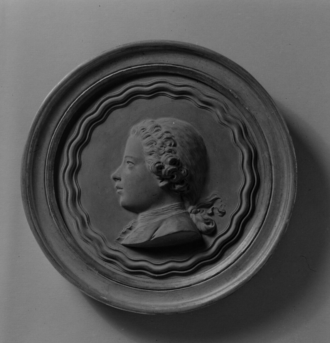 Louis-Nicolas Bernot de Mouchy, 1764, at the Age of 16, Jean-Baptiste Nini (Italian, Urbino 1717–1786 Chaumont-sur-Loire), Medallion: cast terracotta (terre de Chaumont); frame: gilt wood, French, Chaumont-sur-Loire 