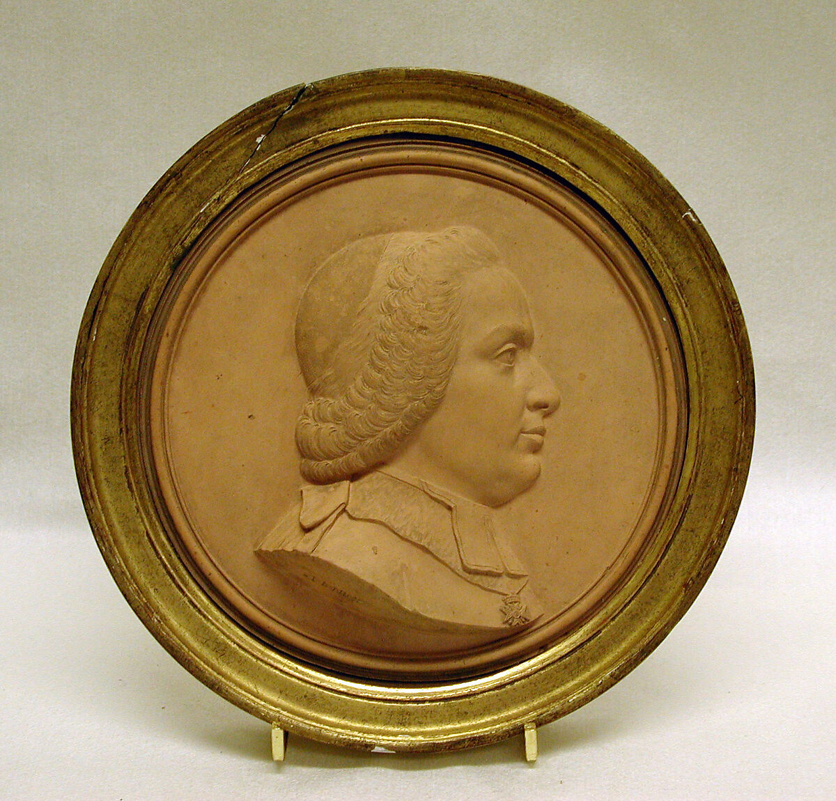 Louis-Sixte de Jarente de La Bruyère évêque d'Orléans (1706–1788), Jean-Baptiste Nini (Italian, Urbino 1717–1786 Chaumont-sur-Loire), Medallion: cast terracotta (terre de Chaumont); frame: gilt wood, French, Chaumont-sur-Loire 