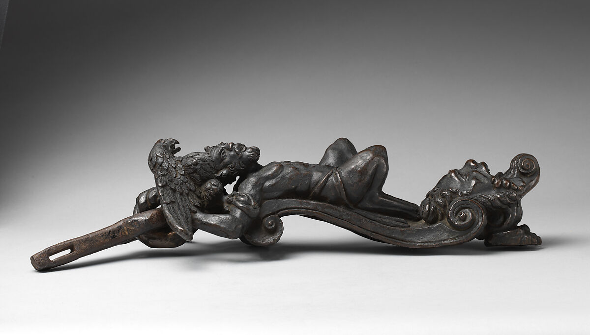 Door knocker, Bronze, painted black, Italian, possibly Venice