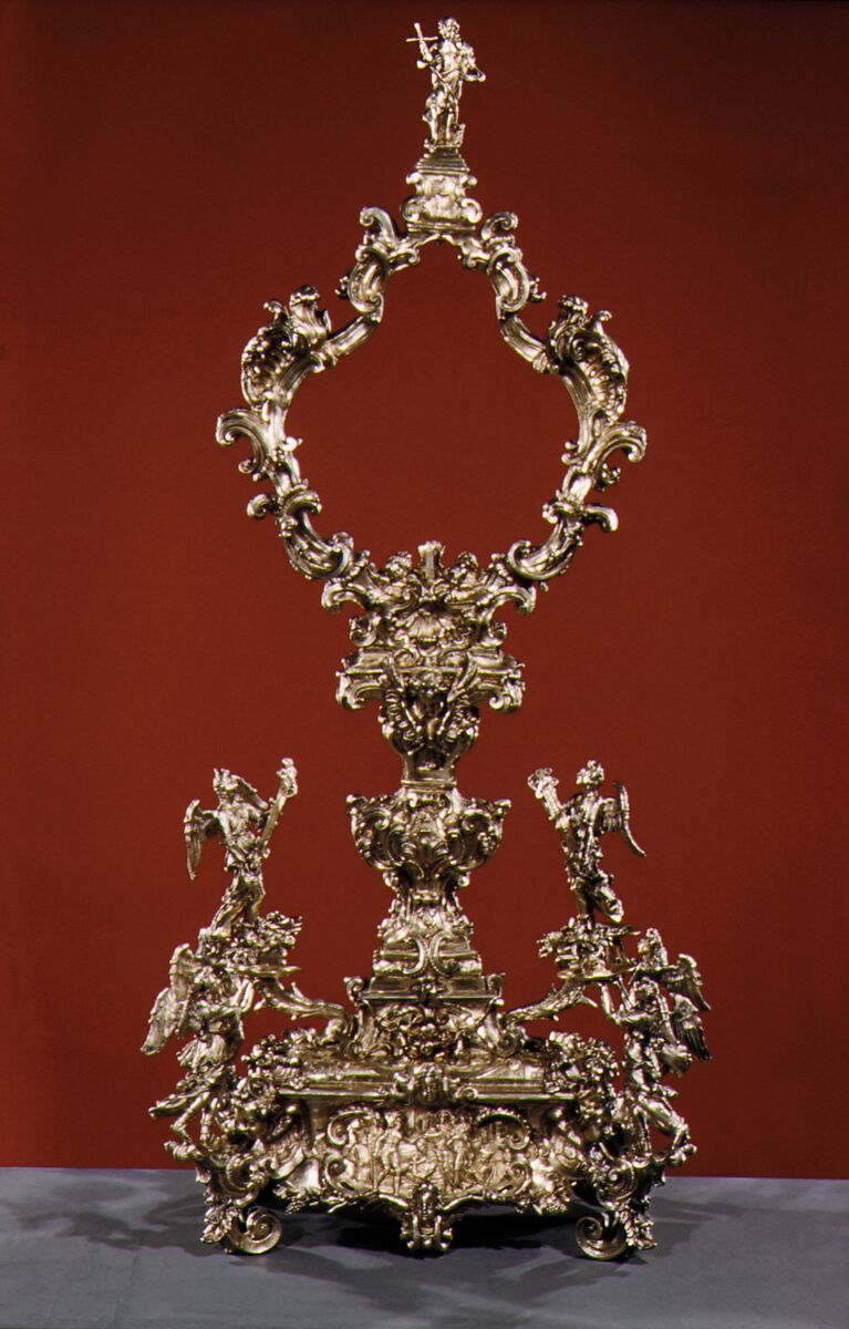 Reliquary monstrance of St. John the Baptist, Base by C. C., Silver gilt, Italian, probably Florence 