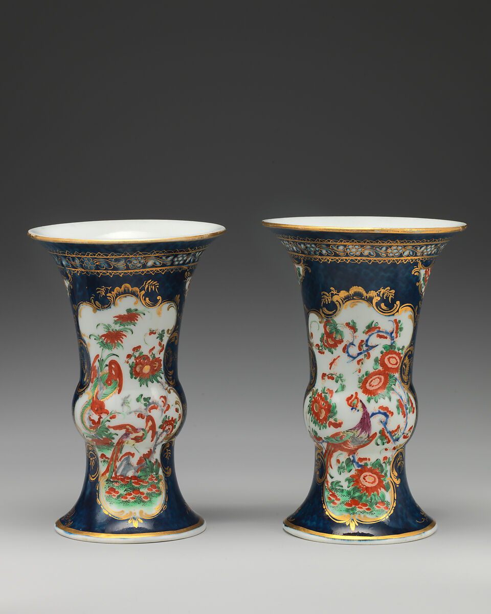 Vase (one of a pair), Worcester factory (British, 1751–2008), Soft-paste porcelain, British, Worcester 