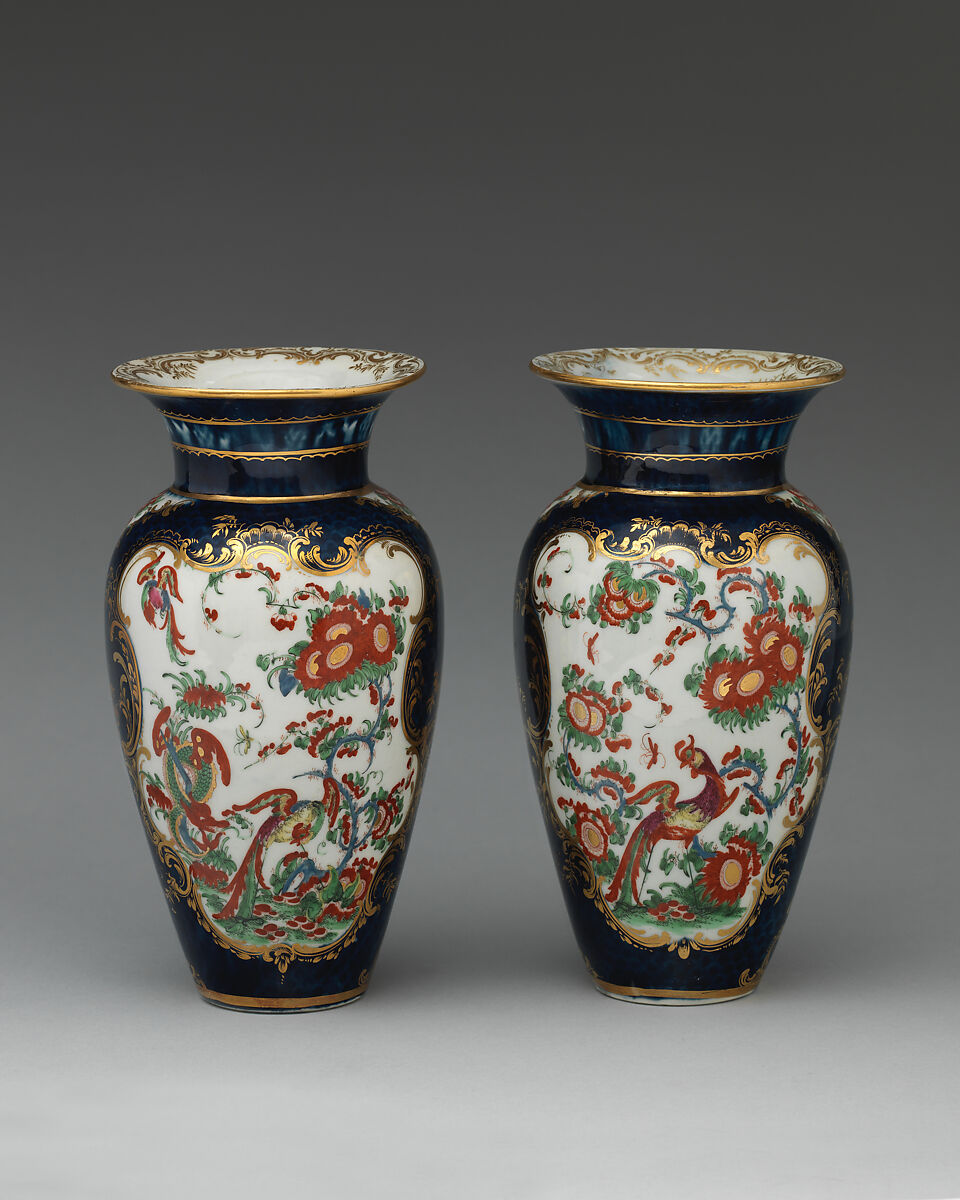 Vase (one of a pair), Worcester factory (British, 1751–2008), Soft-paste porcelain, British, Worcester 