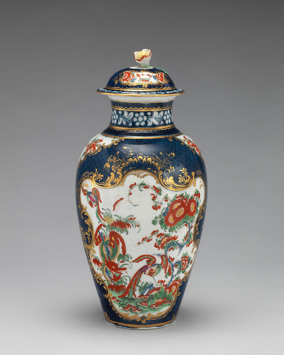 Vase with cover, Worcester factory (British, 1751–2008), Soft-paste porcelain, British, Worcester 