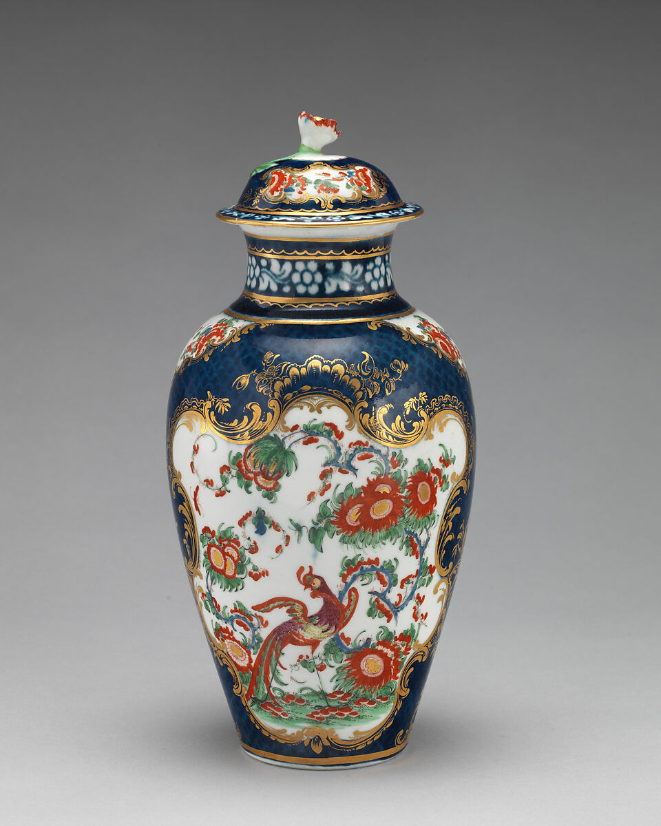 Vase with cover, Worcester factory (British, 1751–2008), Soft-paste porcelain, British, Worcester