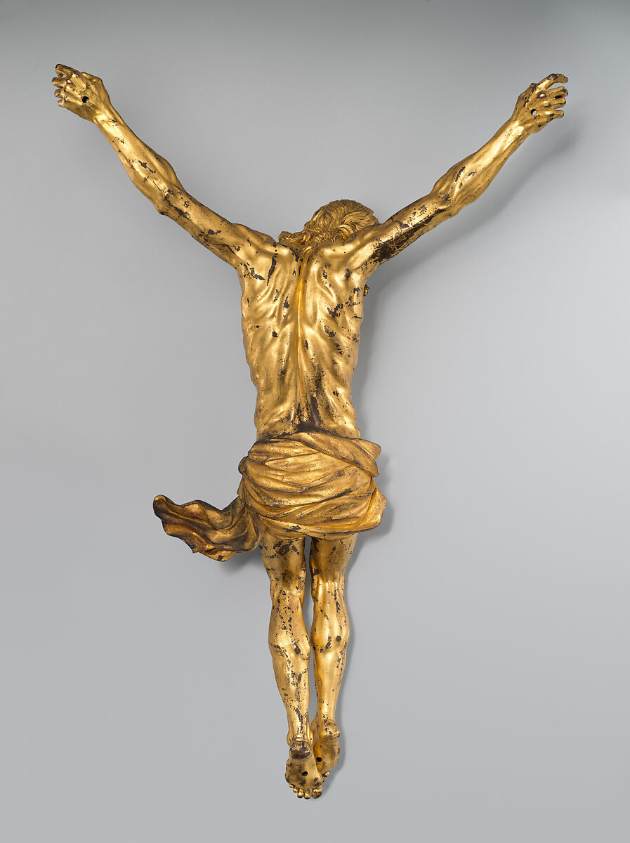Corpus from a crucifix, Probably Unknown German artist active in Italy, Bronze, gilt, Probably Italian