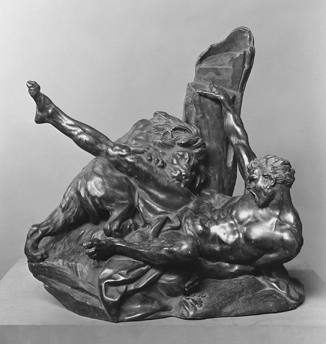Milo of Crotona and the Lion, After a model by Etienne-Maurice Falconet (French, Paris 1716–1791 Paris), Bronze, French 