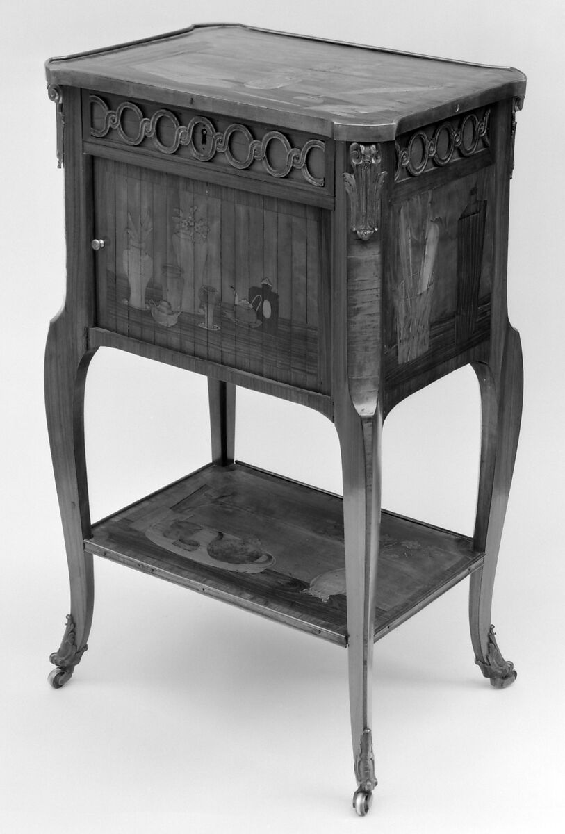 Writing table, Roger Vandercruse, called Lacroix (French, 1727–1799), Tulipwood, kingwood, harewood, purplewood, holly veneered on oak, French, Paris