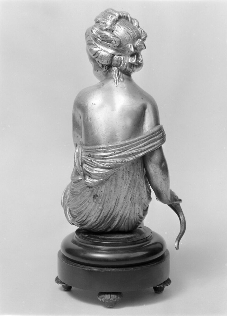 Seated girl, After a model by Etienne-Maurice Falconet (French, Paris 1716–1791 Paris), Gilt bronze, dark wood, French