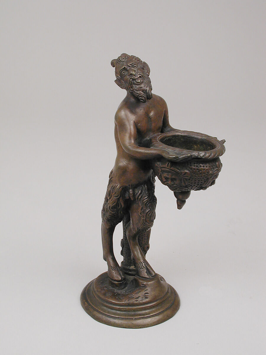 Satyr Holding a Vessel, Imitator of Andrea Briosco, called Riccio (Italian, Trent 1470–1532 Padua), Brass, probably Flemish 